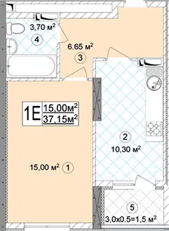 ЖК Виноградний (Синьоозерний) — 37.2 м²