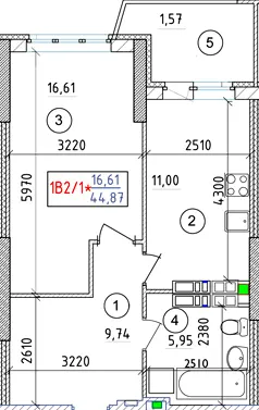 ЖК Флагман — 44.9 м²