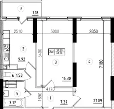 ЖК Флагман — 60.6 м²