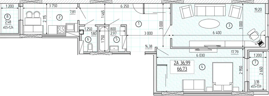ЖК Флагман — 66.7 м²