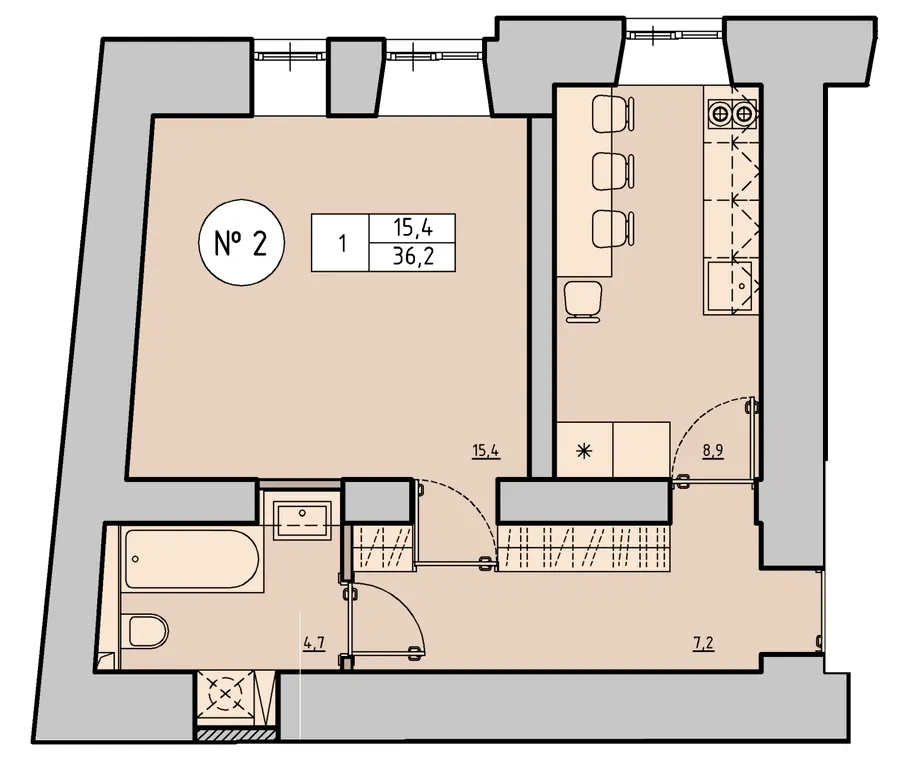 вул. Отамана Головатого, 24 — 36.2 м²