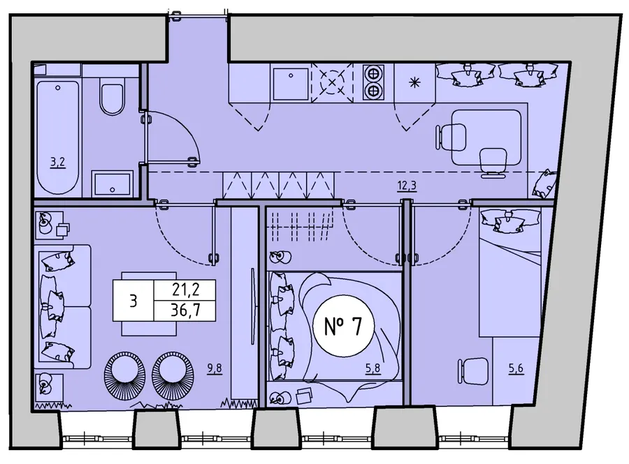 вул. Отамана Головатого, 24 — 36.7 м²