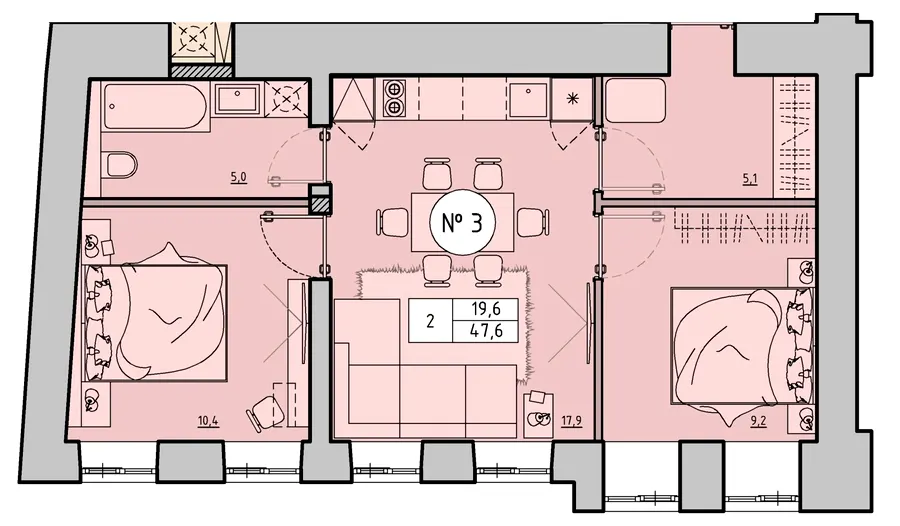 вул. Отамана Головатого, 24 — 47.6 м²