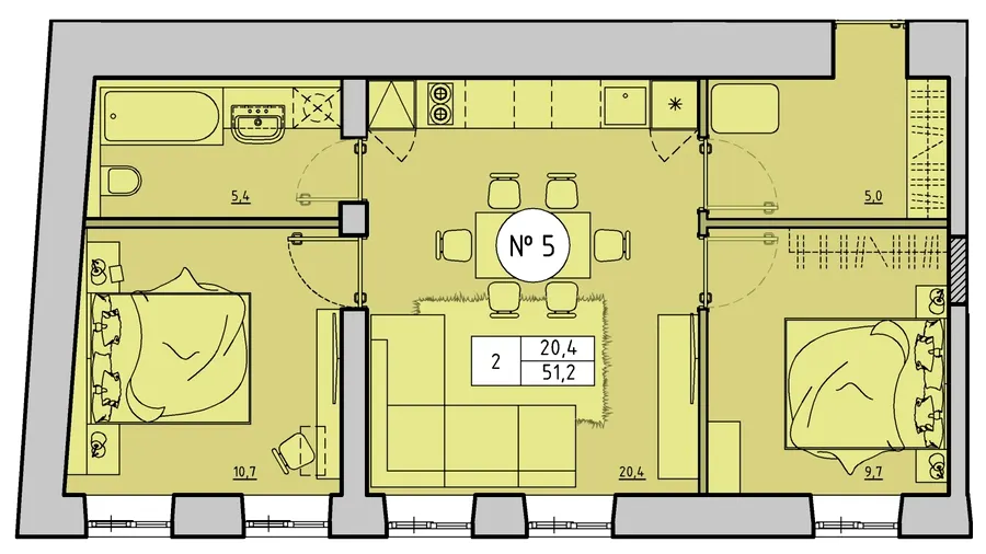вул. Отамана Головатого, 24 — 51.2 м²