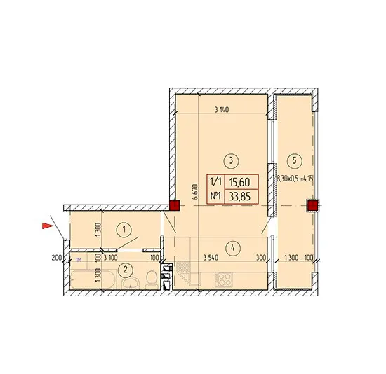 ЖК Милославський — 33.9 м²