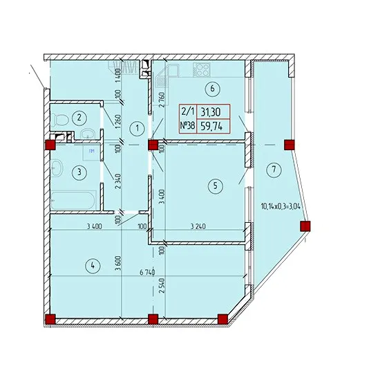 ЖК Милославський — 59.7 м²