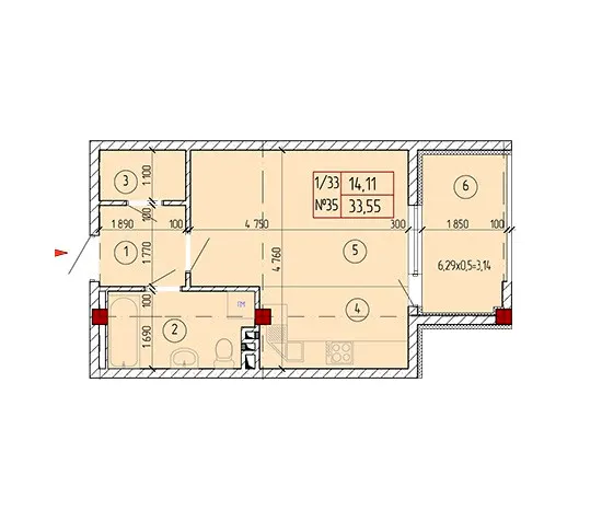 ЖК Милославський — 33.6 м²