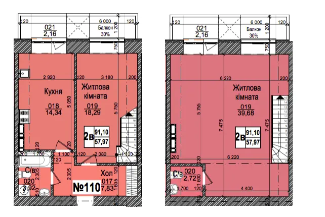 вул. Коцюбинського, 9а — 91.1 м²