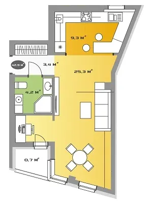 Дохідний дім NTEREST — 42.9 м²