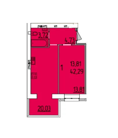 ЖК Набережний квартал — 42.3 м²