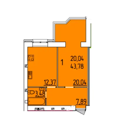ЖК Набережний квартал — 43.8 м²