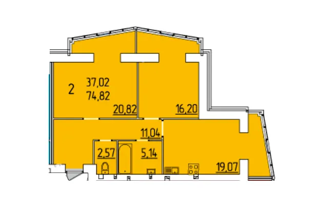 ЖК Набережний квартал — 74.8 м²
