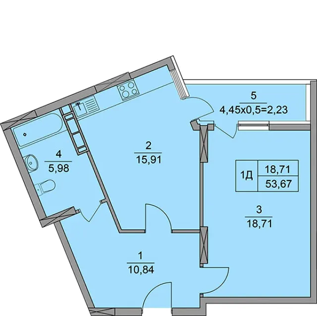 ЖК Краєвид — 53.7 м²
