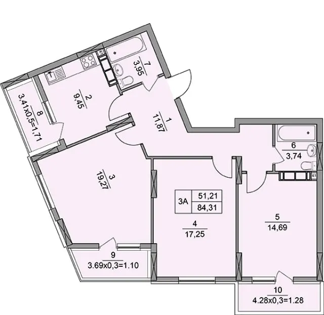 ЖК Краєвид — 84.3 м²