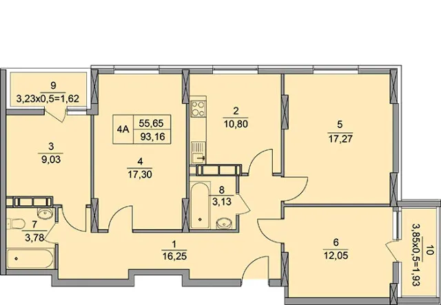 ЖК Краєвид — 93.2 м²