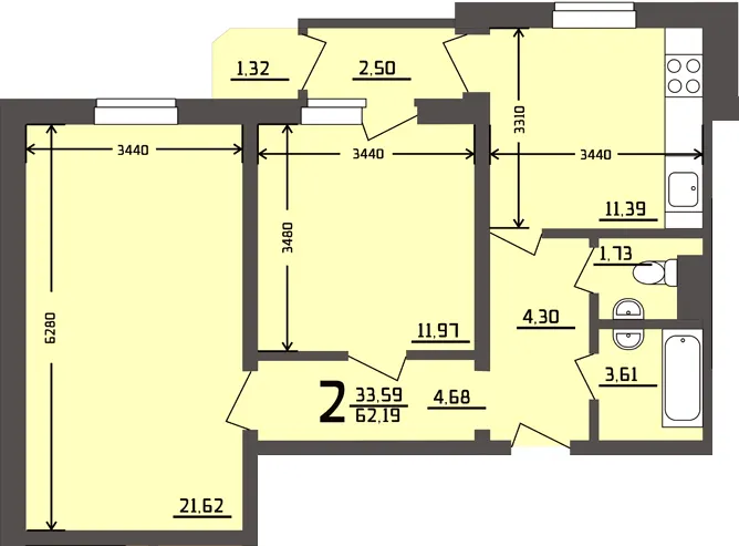 просп. Героїв Сталінграду, 89а — 62.2 м²