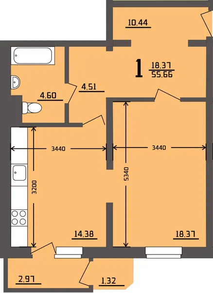 просп. Героїв Сталінграду, 89а — 55.7 м²