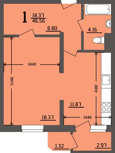 просп. Героїв Сталінграду, 89а — 46.6 м²