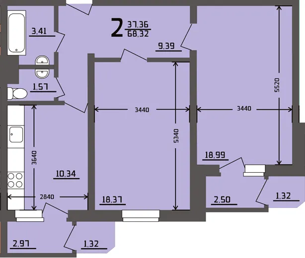 просп. Героїв Сталінграду, 89а — 68.3 м²