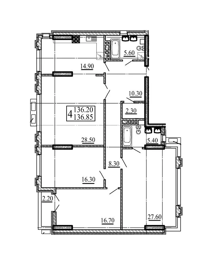 Клубний будинок «На Соловцова» — 136.9 м²