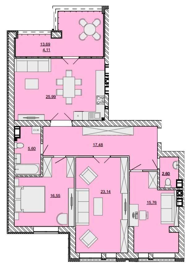 ЖК Найкращий квартал — 108 м²