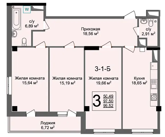 ЖК Люксембург — 107.4 м²