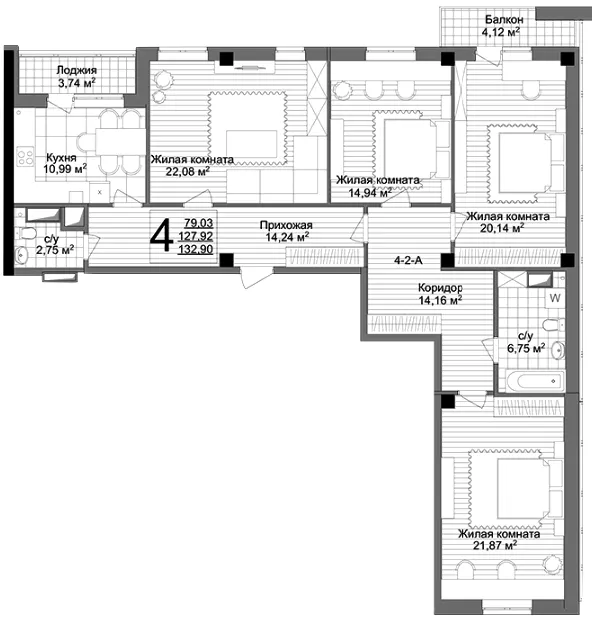 ЖК Люксембург — 132.9 м²
