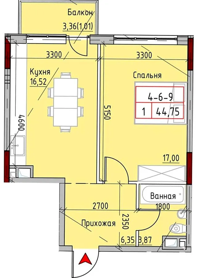 ЖК MARINIST residence — 44.8 м²