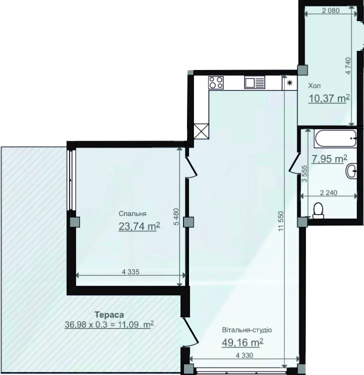 Клубний будинок HillSide — 102.3 м²