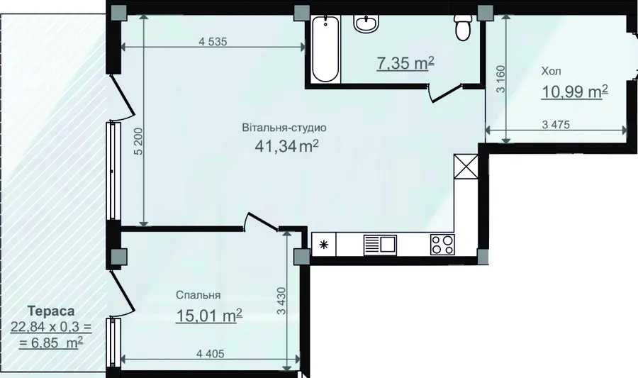 Клубний будинок HillSide — 81.5 м²