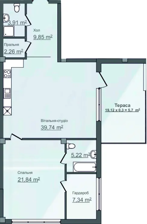 Клубний будинок HillSide — 95.9 м²