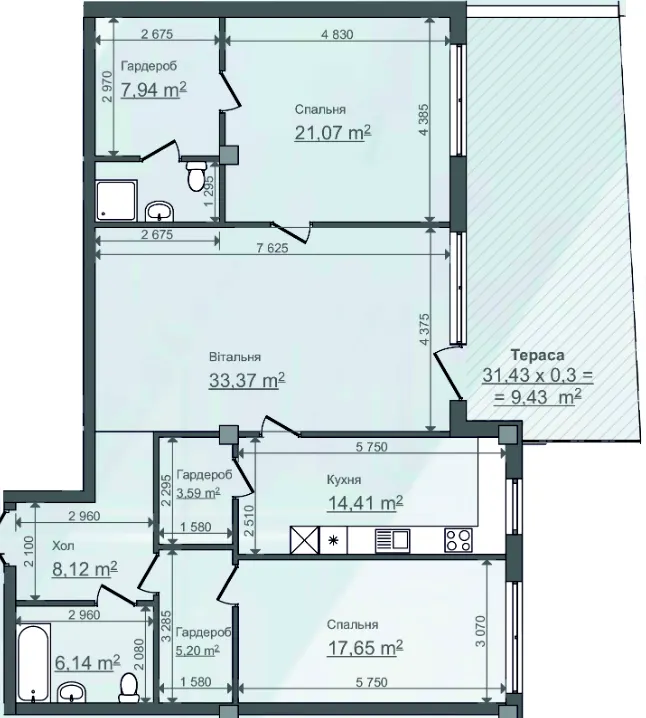 Клубний будинок HillSide — 130.4 м²