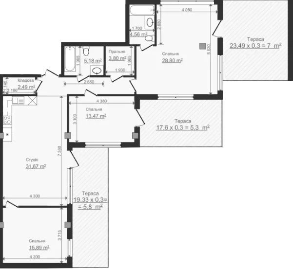 Клубний будинок HillSide — 124 м²