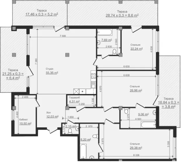 Клубний будинок HillSide — 211.9 м²