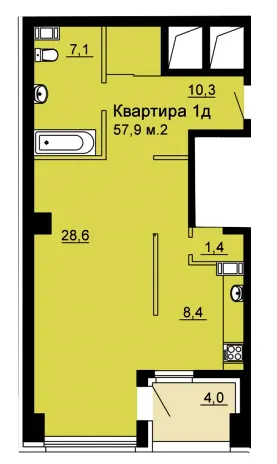 ЖК SkyCity — 57.9 м²