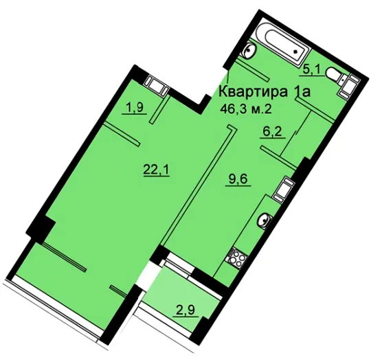 ЖК SkyCity — 46.3 м²