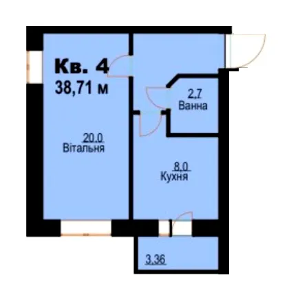 вул. Молодіжна, 26 — 38.7 м²