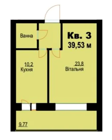 вул. Молодіжна, 26 — 39.5 м²