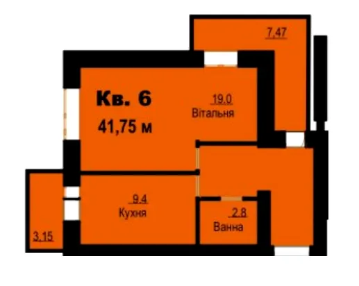 вул. Молодіжна, 26 — 41.8 м²