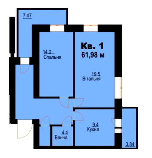вул. Молодіжна, 26 — 62 м²