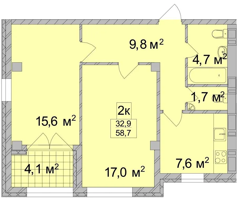 ЖК ТИТУЛ Будинок на Пушкінській — 58.7 м²