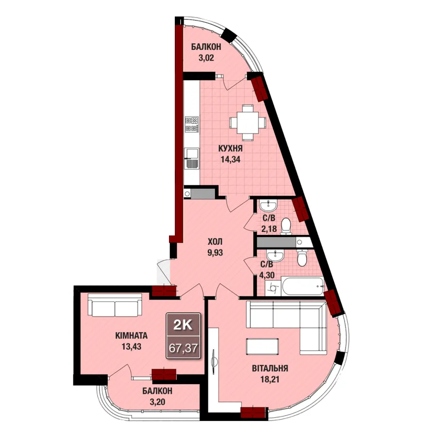 ЖК Президент Хол — 67.4 м²