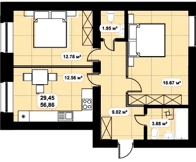 ЖК Баск&amp;Вілль — 60 м²