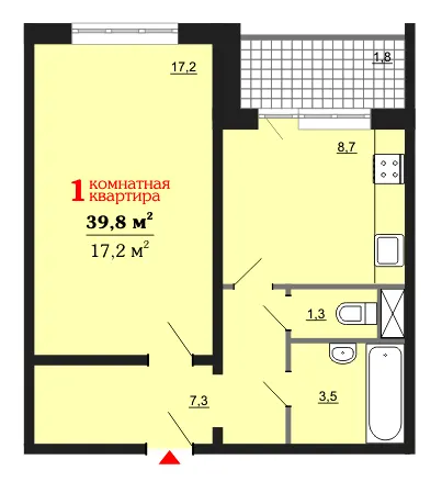 вул. Онупрієнка, 11б — 39.8 м²