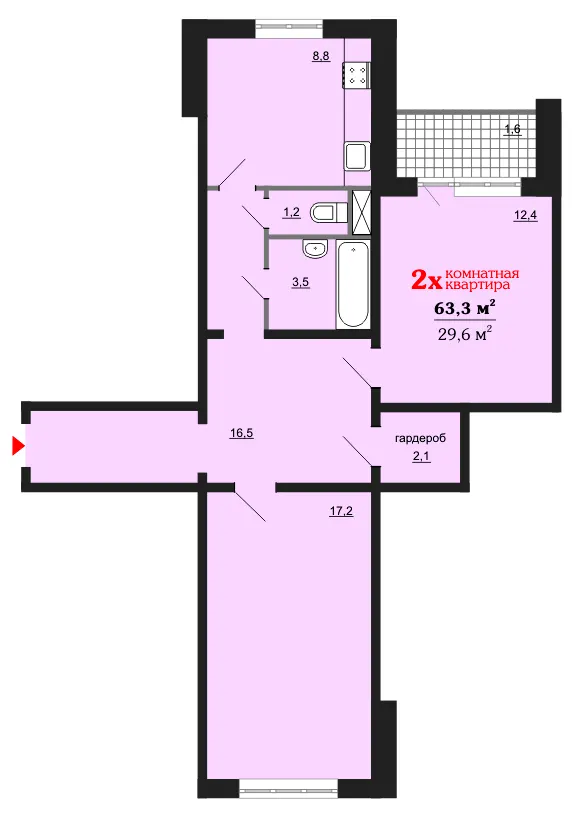 вул. Онупрієнка, 11б — 63.3 м²