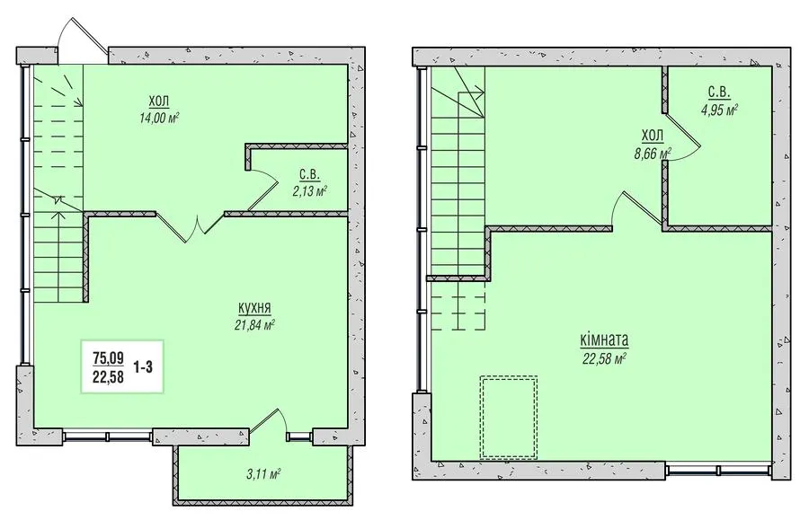 ЖК Зеленый квартал — 75.1 м²