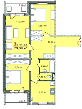 вул. Чехова, 31 — 73.3 м²