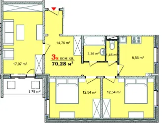 вул. Чехова, 31 — 70.3 м²