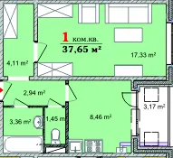 вул. Чехова, 31 — 37.7 м²
