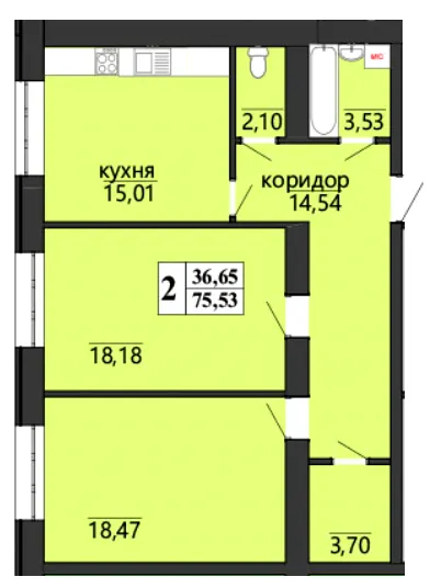 ЖК Правильний вибір — 75.5 м²